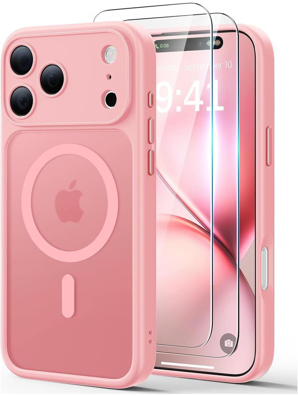 JJL MagSafe Case for iPhone 17 Pro with 2 Screen Protectors, Pink, Phone Case
